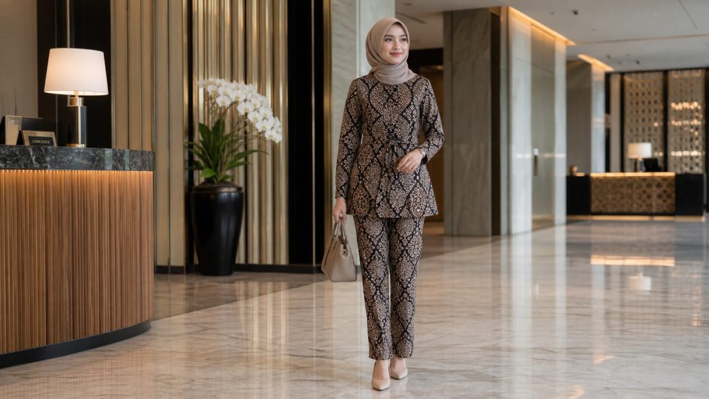Setelan batik atasan dan bawahan senada
