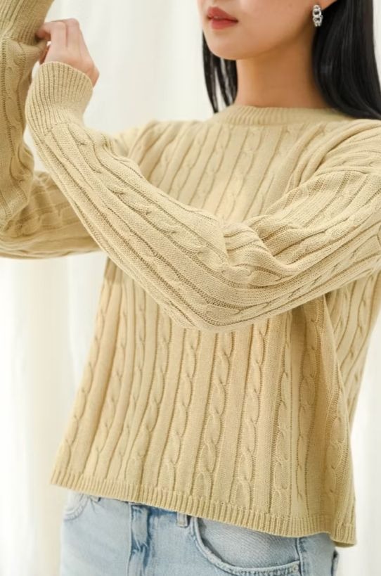 Bianca Cable Sweater Nigoo warna krem