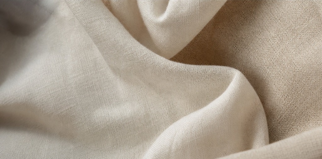 Tekstur kain linen warna krem yang adem untuk bahan blus